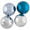 Shatterproof 2-Finish Christmas Ball Ornaments - 3.25" (80mm) - Blue and Silver - 32ct
